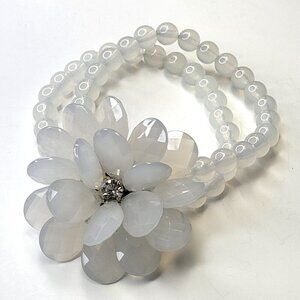 Fashion White Jade Stretch Bead Bracelet
